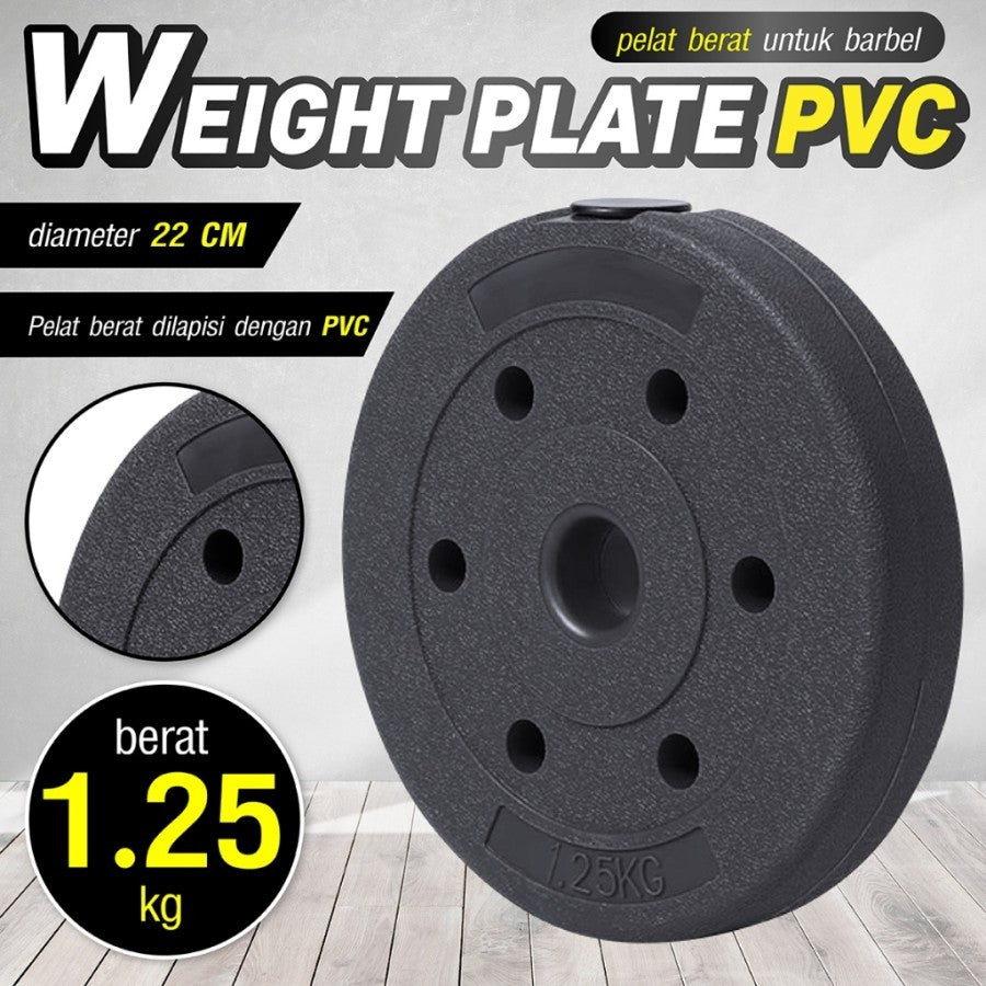 POTENCE PLATE DUMBELL 1.25KG DUMBEL PLAT PVC BEBAN BARBEL BARBELLL DUMBBELL 1.25 KG PLAT POTENCE