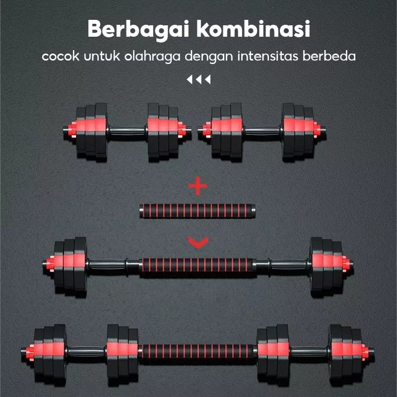 POTENCE DUMBELL SET 15KG PERALATAN FITNESS DUMBBELL SET BARBEL SET 15 KG ALAT OLAHRAGA ANGKAT BEBAN