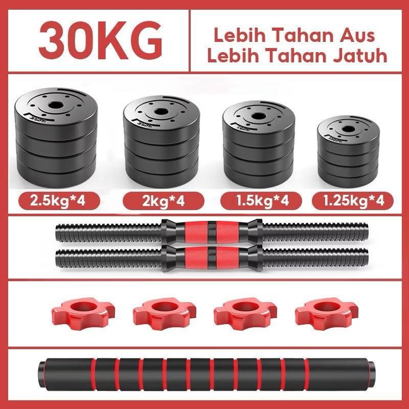 KHUSUS GOJEK POTENCE DUMBELL SET 15KG 20KG 30KG 50KG PERALATAN FITNESS DUMBBELL SET PLASTIK BARBEL SET 30 KG ALAT OLAHRAGA ANGKAT BEBAN