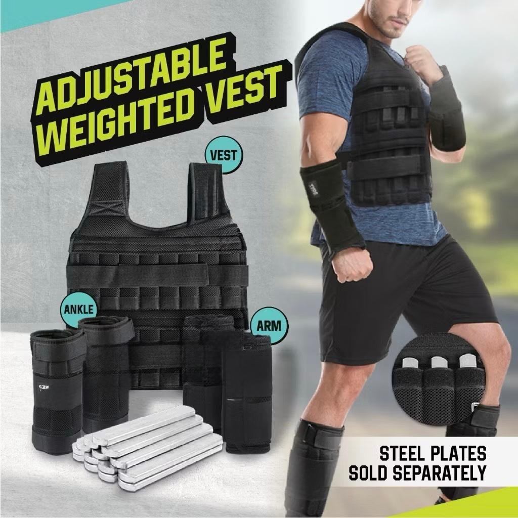 POTENCE Adjustable Weighted Vest 15kg Rompi Beban Jaket Beban 35kg Wrist & Ankle Weight Rompi Beban 15 kg