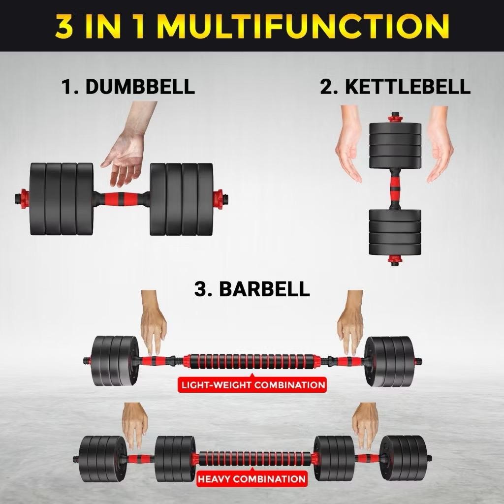 KHUSUS GOJEK POTENCE DUMBELL SET 15KG 20KG 30KG 50KG PERALATAN FITNESS DUMBBELL SET BARBEL SET PLASTIK ALAT OLAHRAGA ANGKAT BEBAN