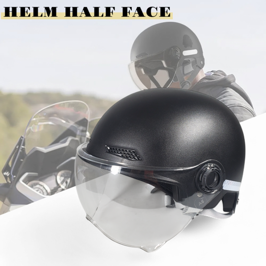 SPORT BIBU Helm Sepeda Skuter Motor Half Face With Visor Retro Vintage - PM65