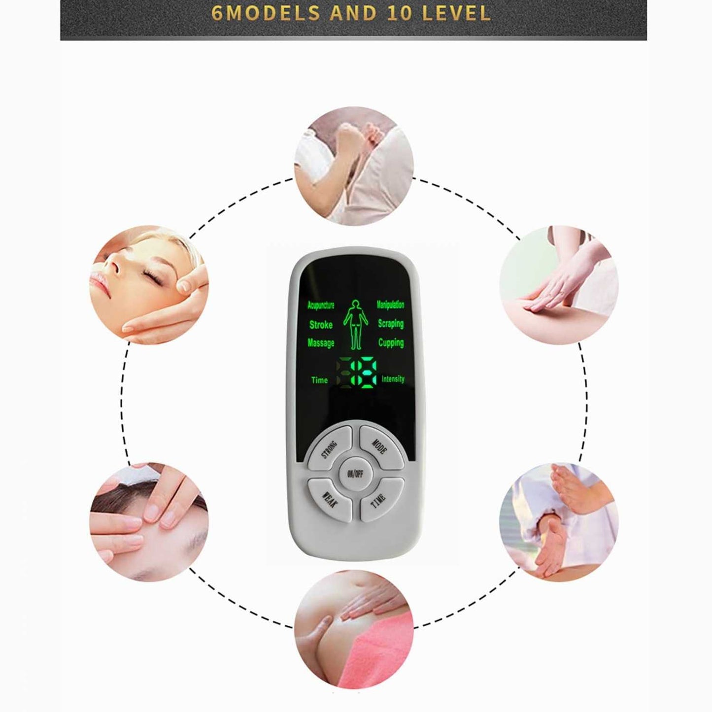 SUOLAER Alat Pijat Elektrik Akupuntur Tempel TENS EMS 6 Mode 4 Pad - H-021