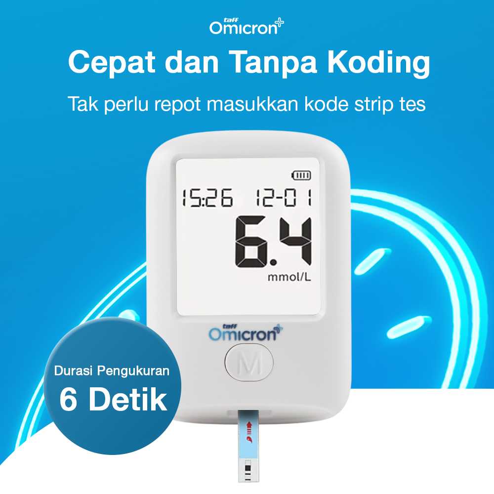 TaffOmicron Alat Cek Gula Darah Glucometer Kit 50 Test Strip - T30