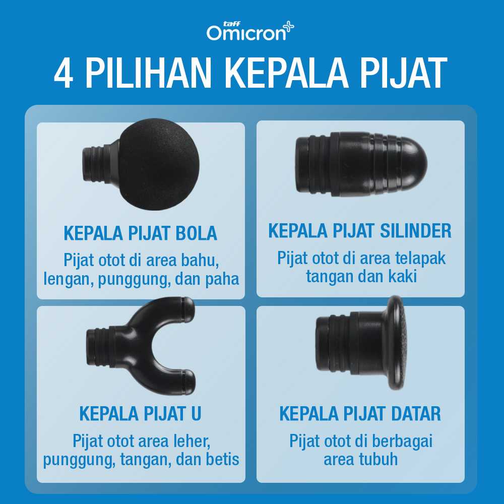 TaffOmicron Alat Pijat Elektrik Pundak Punggung Massage Gun 4 Head - JM05S