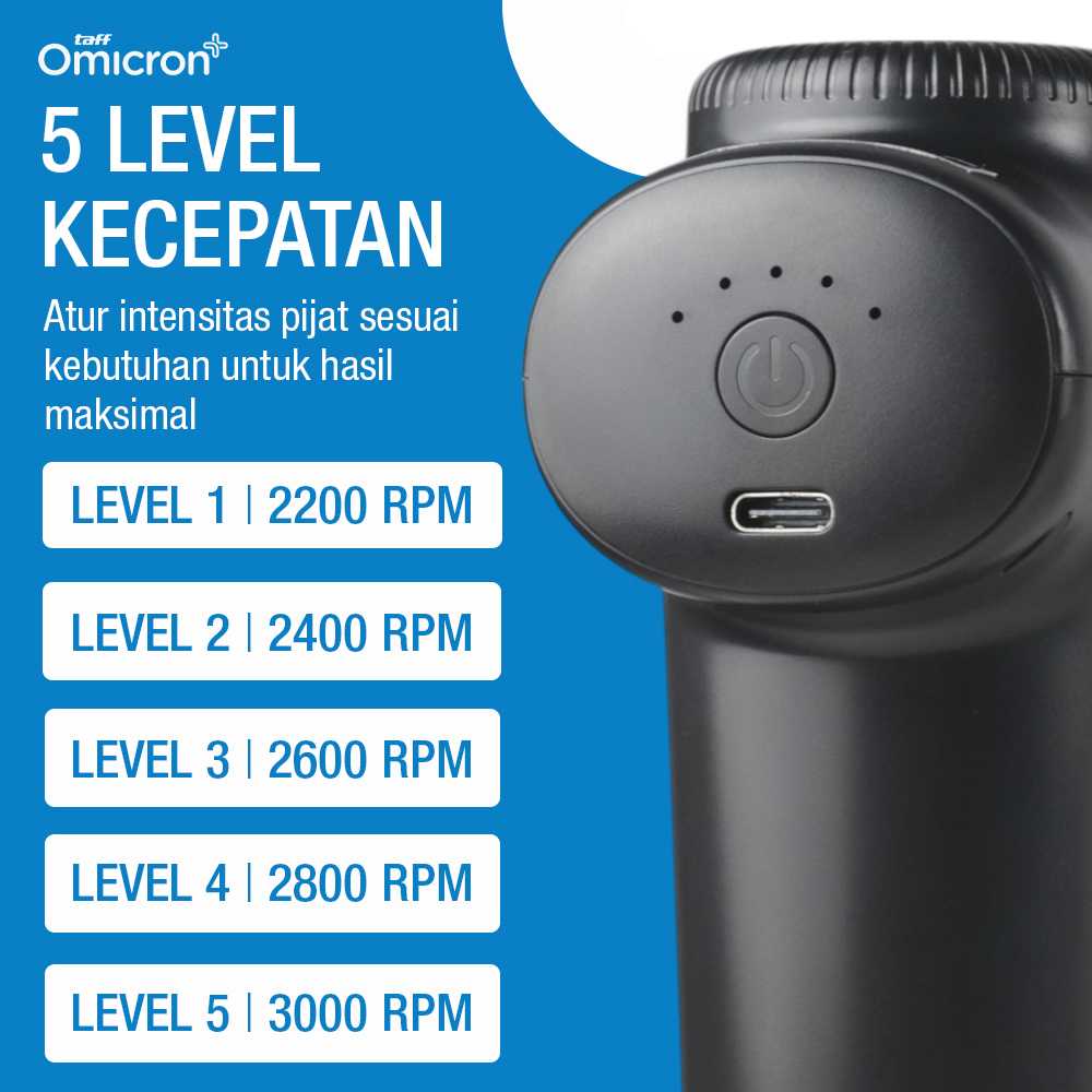 TaffOmicron Alat Pijat Elektrik Pundak Punggung Massage Gun 4 Head - JM05S