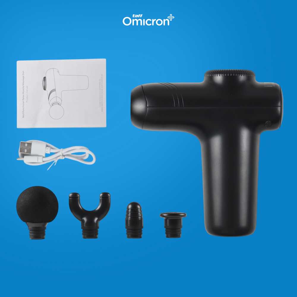 TaffOmicron Alat Pijat Elektrik Pundak Punggung Massage Gun 4 Head - JM05S