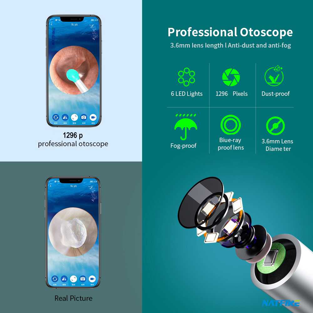 TaffOmicron Kamera Endoskopi Pembersih Telinga Endoscope HD WiFi - NE6