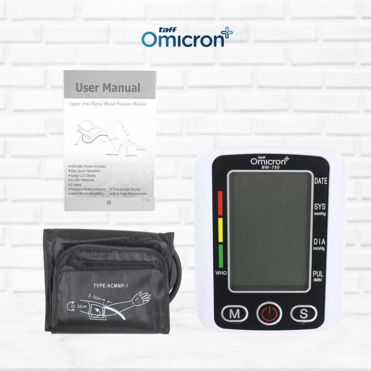 TaffOmicron Pengukur Tekanan Darah Tensimeter Digital Dual Power - BW-750