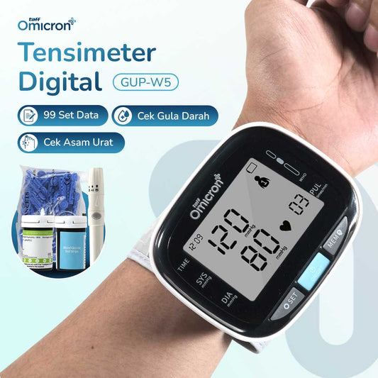 TaffOmicron Tensimeter Digital Ukur Tekanan Darah Gula Darah English - GUP-W5