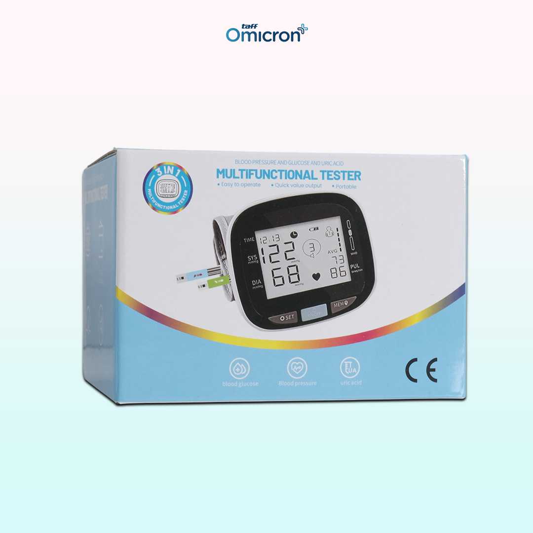 TaffOmicron Tensimeter Digital Ukur Tekanan Darah Gula Darah English - GUP-W5