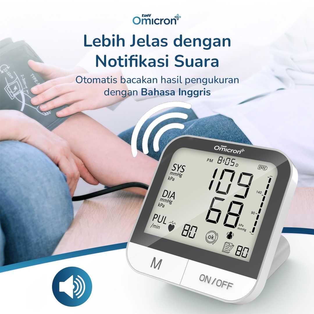TaffOmicron Tensimeter Digital Pengukur Tekanan Darah English Voice - BMP-A7VL