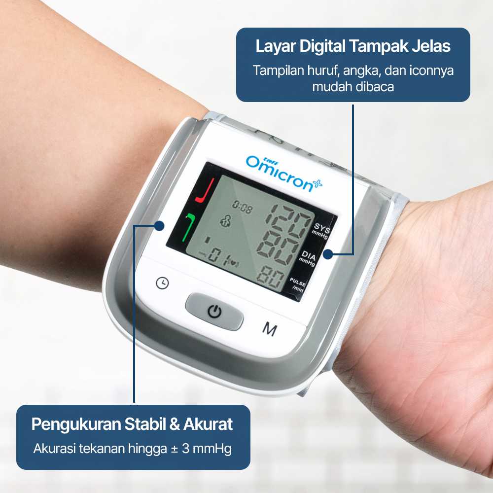 TaffOmicron Tensimeter Digital Pengukur Tekanan Darah Wrist Monitor - YK-BPW1