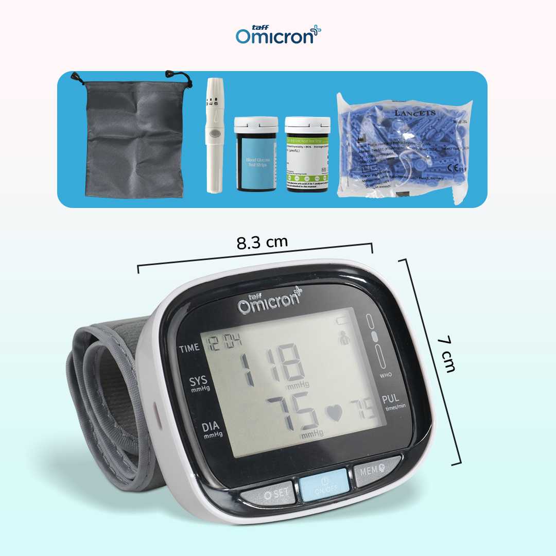 TaffOmicron Tensimeter Digital Ukur Tekanan Darah Gula Darah English - GUP-W5