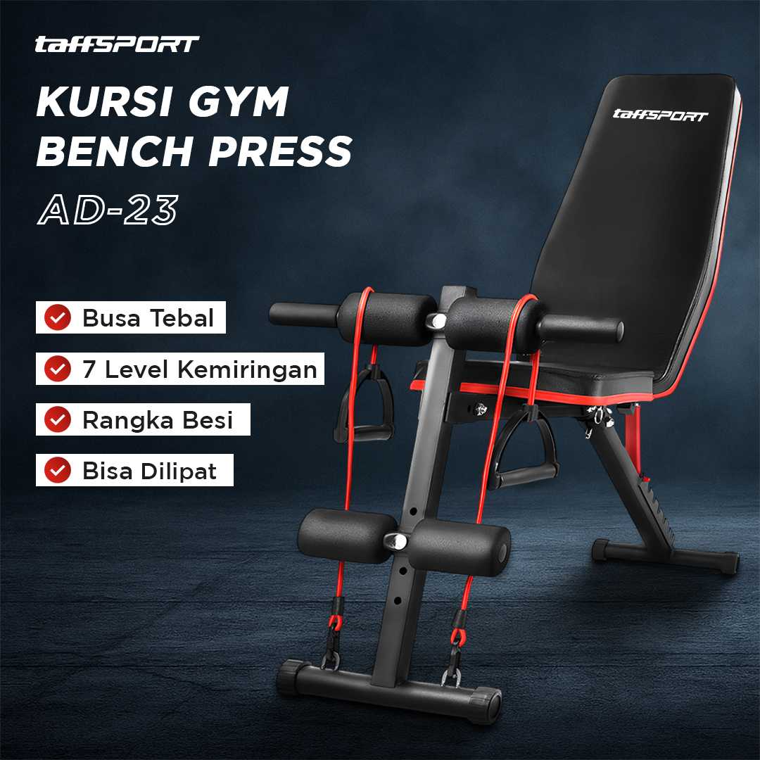 TaffSPORT Alat Fitness Gym Abdominal Perut Bench Press Foldable - AD-23