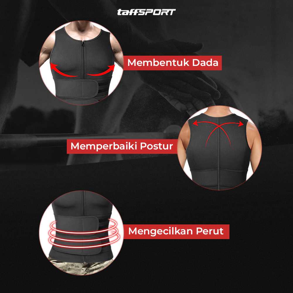 TaffSPORT Korset Pembentuk Badan Pria Shaper Corset Vest Single Velcro - MWL10