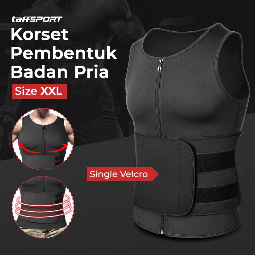 TaffSPORT Korset Pembentuk Badan Pria Shaper Corset Vest Single Velcro - MWL10