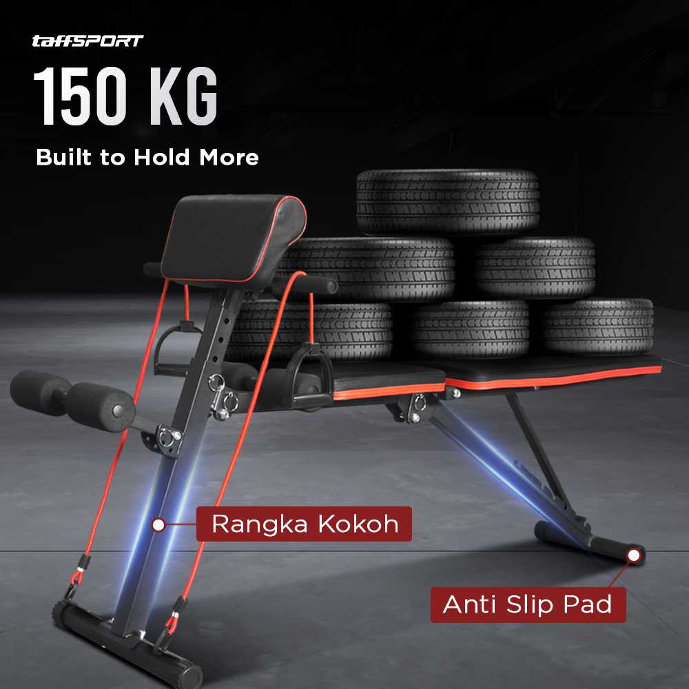 TaffSPORT Kursi Gym Iron Bench Press Foldable Sit Up Exercise - K20418A