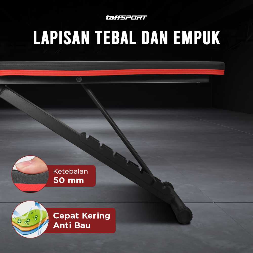 TaffSPORT Kursi Gym Iron Bench Press Foldable Sit Up Exercise - K20418A