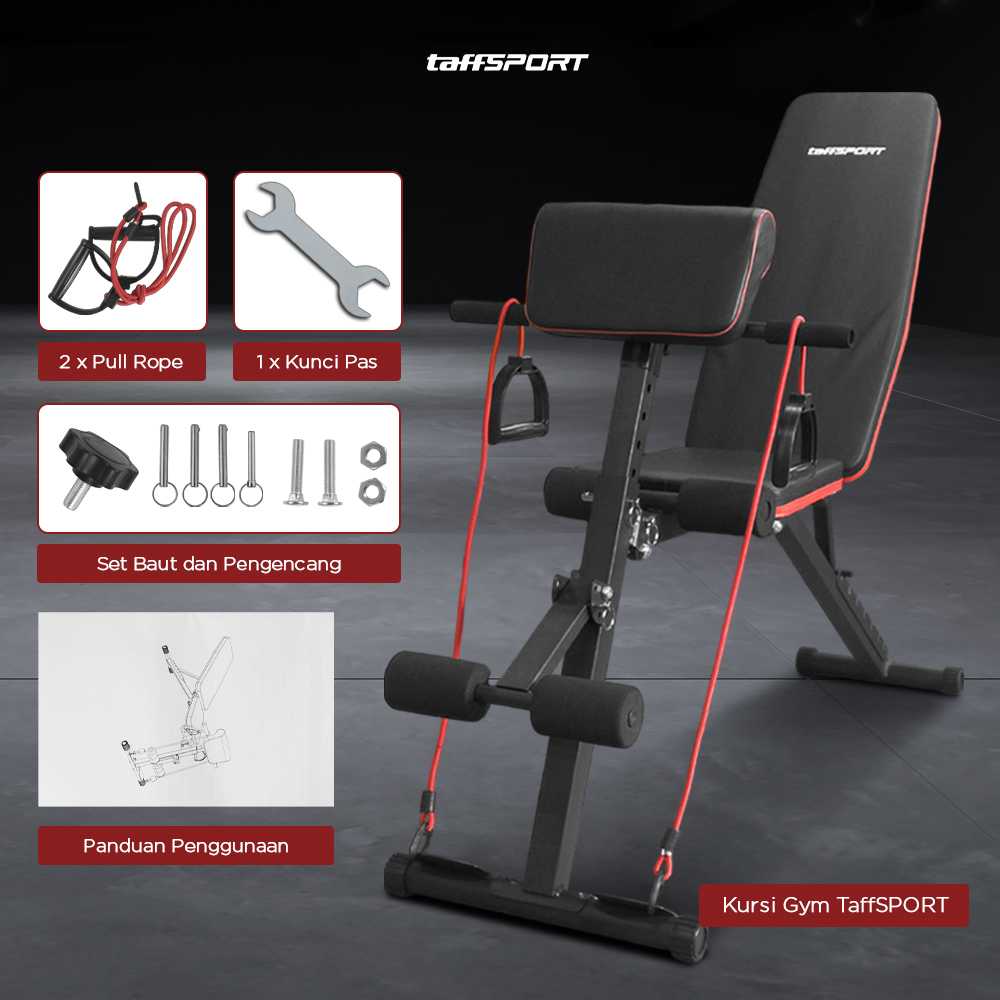 TaffSPORT Kursi Gym Iron Bench Press Foldable Sit Up Exercise - K20418A