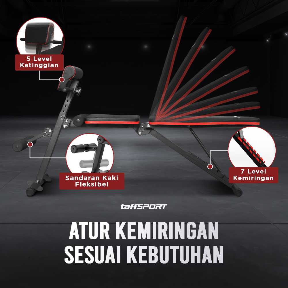TaffSPORT Kursi Gym Iron Bench Press Foldable Sit Up Exercise - K20418A