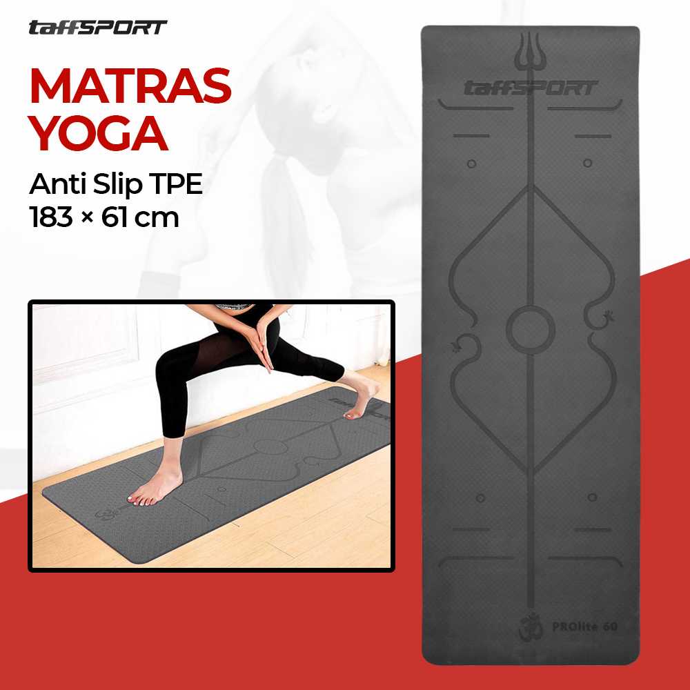 TaffSPORT Matras Yoga Mat Karpet Yoga Anti Slip TPE 183x61cm - PROlite 60