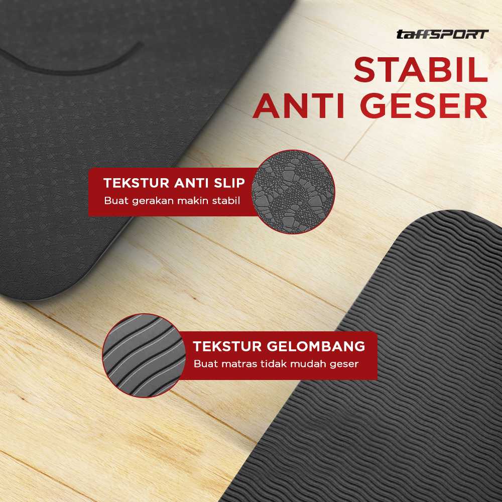 TaffSPORT Matras Yoga Mat 6mm Karpet Workout Anti Slip TPE 183x61cm - PROlite 60