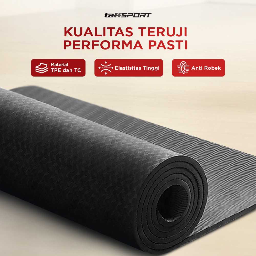 TaffSPORT Matras Yoga Mat 6mm Karpet Workout Anti Slip TPE 183x61cm - PROlite 60