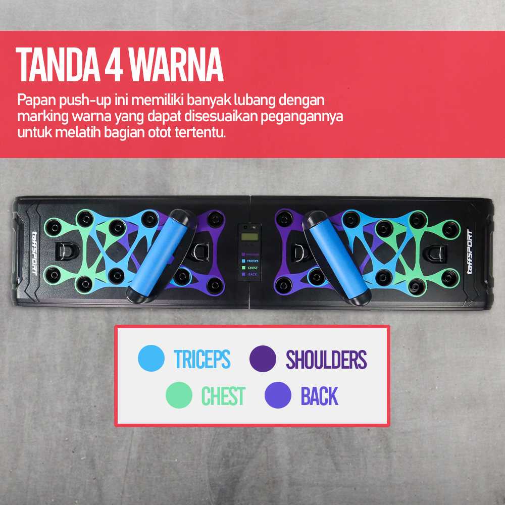 TaffSPORT Push Up Training Board Counter Display with Pull Ropes - A602