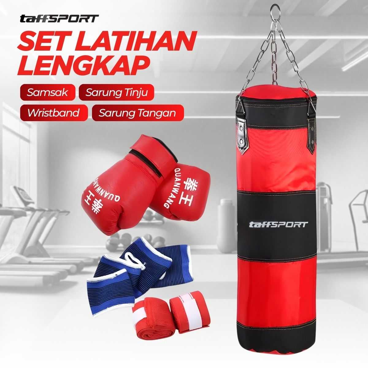 TaffSPORT QUANWANG Set Samsak Sarung Tinju MMA Boxing Sandbag - FE-BO1