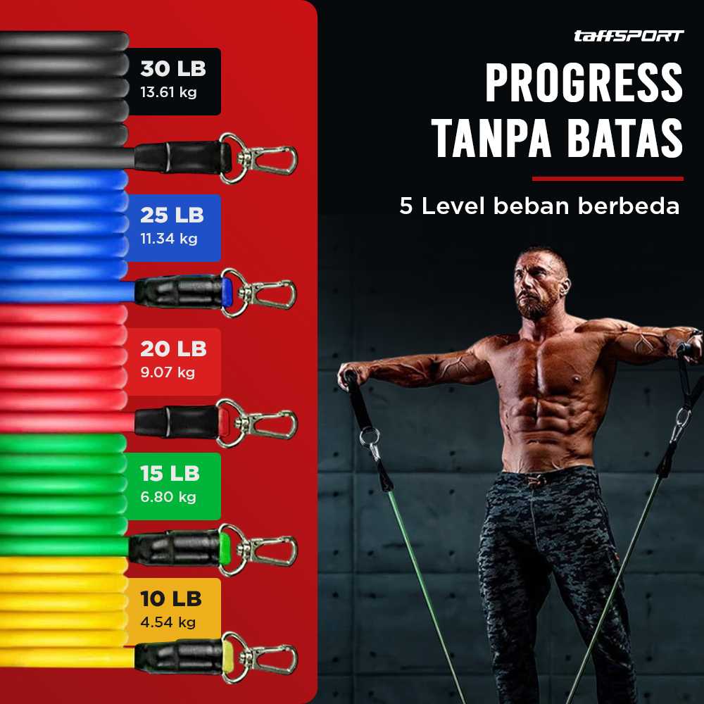 TaffSPORT Set Tali Stretching Resistance Band 11 PCS/Set - YR2-11