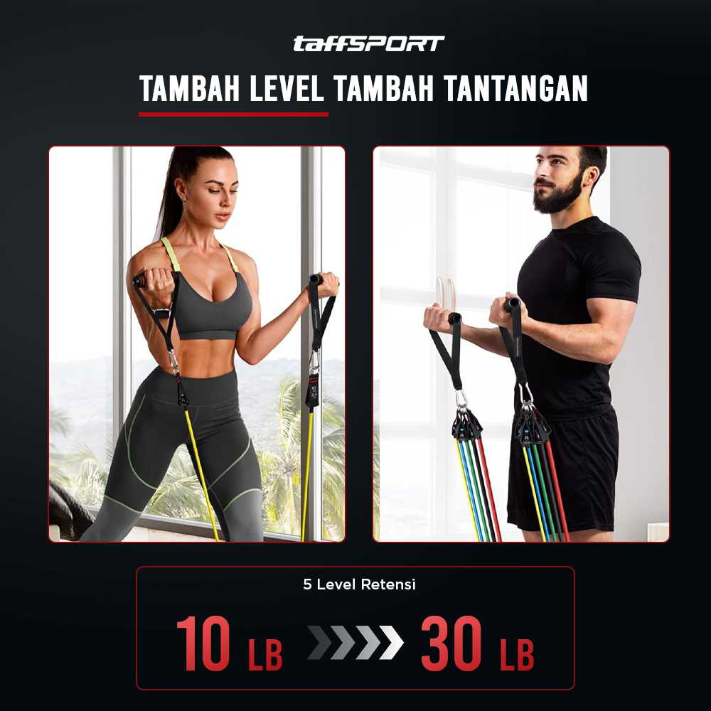 TaffSPORT Set Tali Stretching Resistance Band 11 PCS/Set - YR2-11