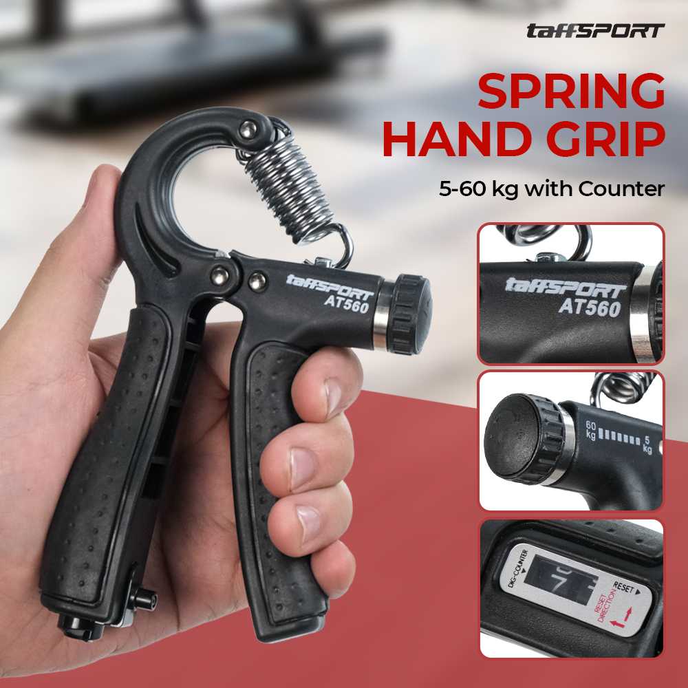 TaffSPORT Spring Hand Grip Finger Power Exercise 5-60 kg with Counter - AT560