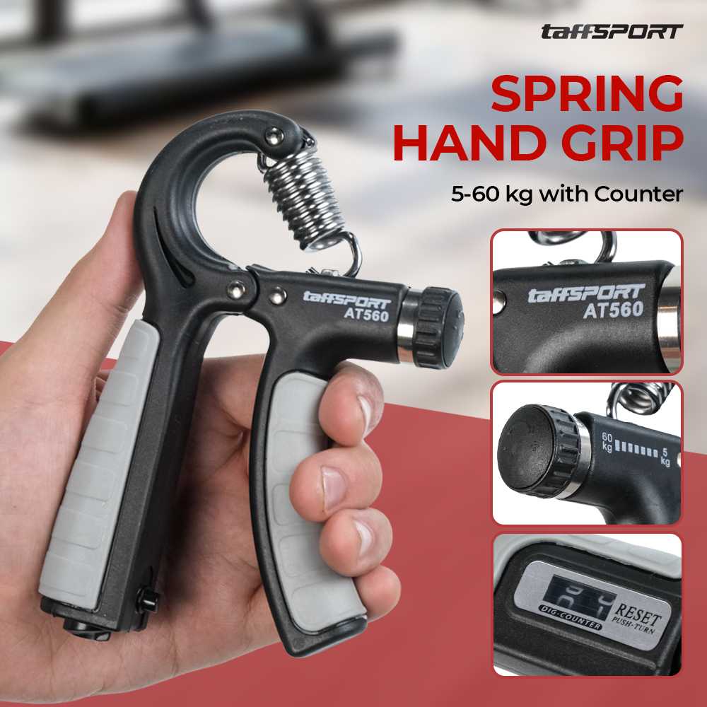 TaffSPORT Spring Hand Grip Finger Power Exercise 5-60 kg with Counter - AT560