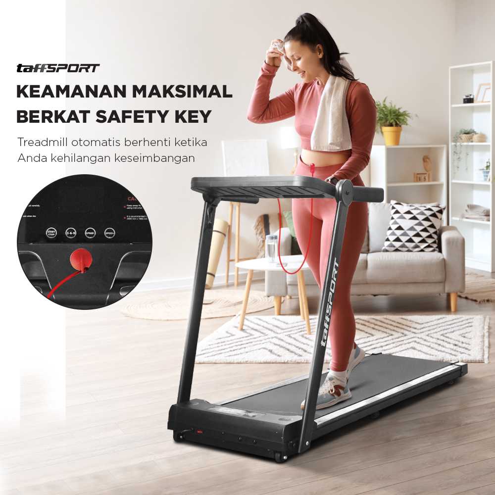TaffSPORT Treadmill Elektrik Alat Fitness Gym Walking Pad with Speaker - M10