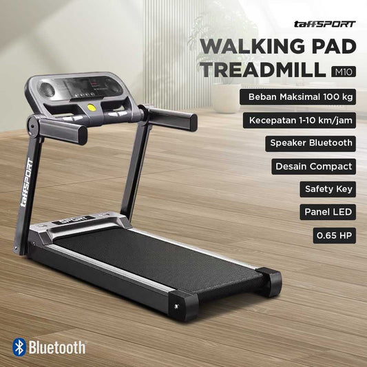 TaffSPORT Treadmill Elektrik Alat Fitness Gym Walking Pad with Speaker - M10