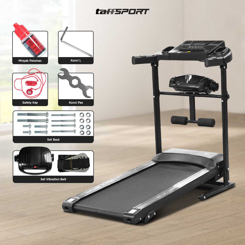 TaffSPORT Treadmill Elektrik Alat Fitness Gym Walking Pad 1.95 HP - Q6