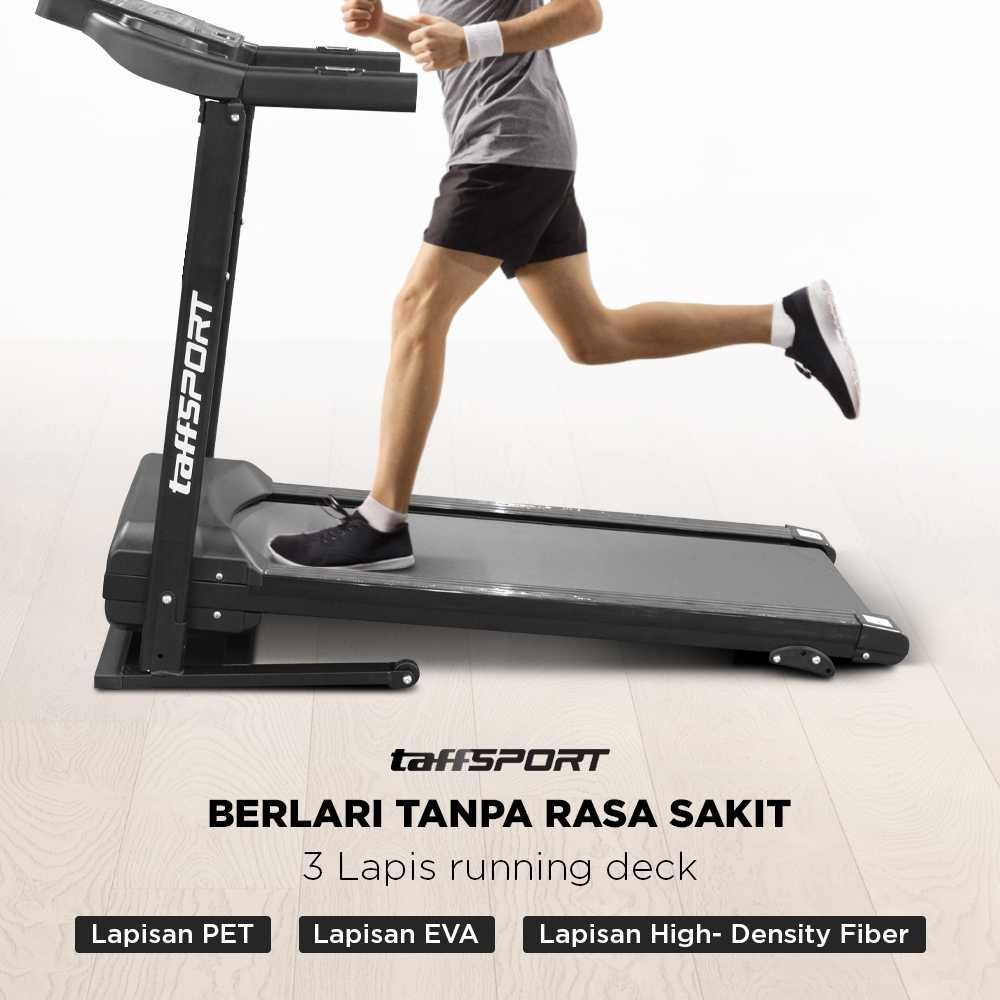 TaffSPORT Treadmill Elektrik Alat Fitness Gym Walking Pad with Speaker - Q6