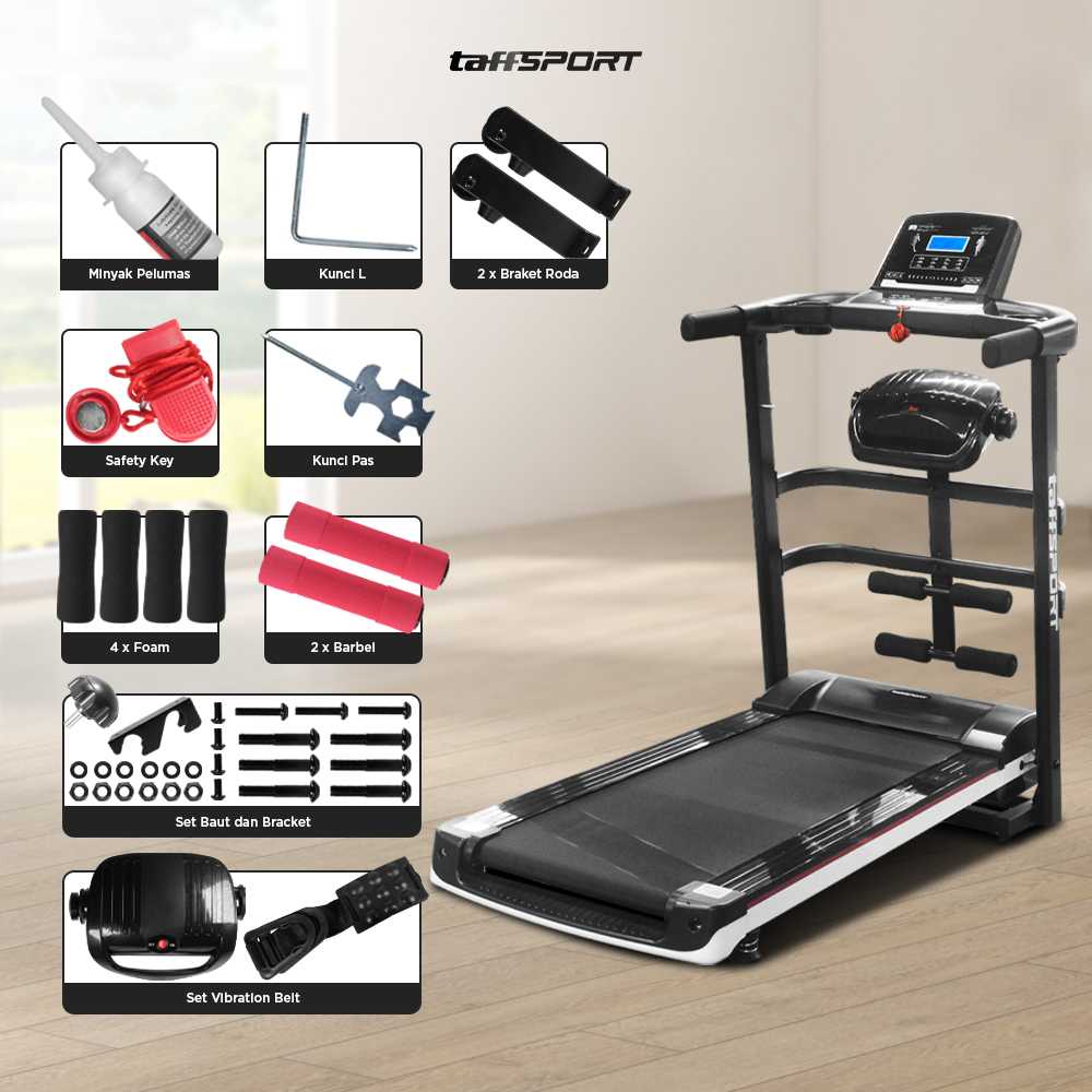 TaffSPORT Treadmill Elektrik Alat Fitness Gym Walking Pad 2 HP - M7
