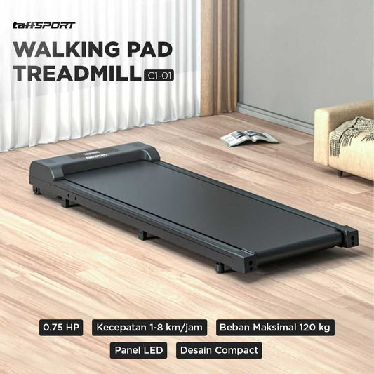 TaffSPORT Walking Pad Alat Fitness Gym LED Display Treadmill 0.75 HP - C1-01