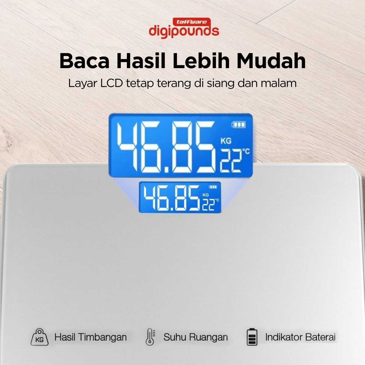 Taffware Digipounds Timbangan Badan Digital Scale 180kg Rechargeable - CB511