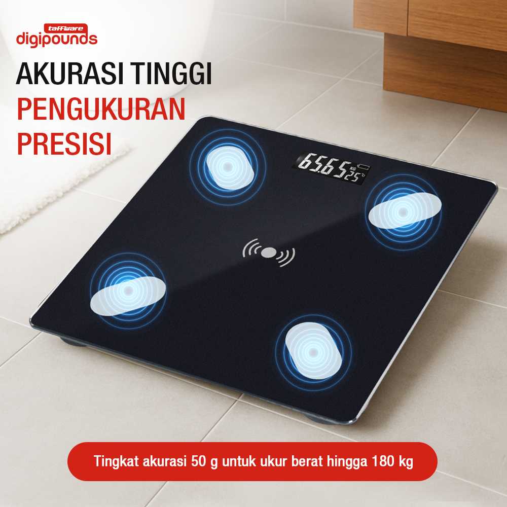 Taffware Digipounds Timbangan Badan Digital Scale BMI Smart App 180kg - ANT0217