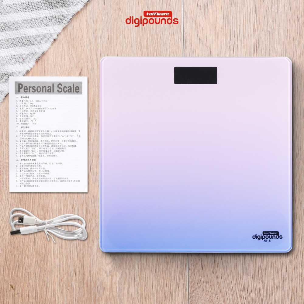 Taffware Digipounds Timbangan Badan Digital Scale Rechargeable 180kg - AR18