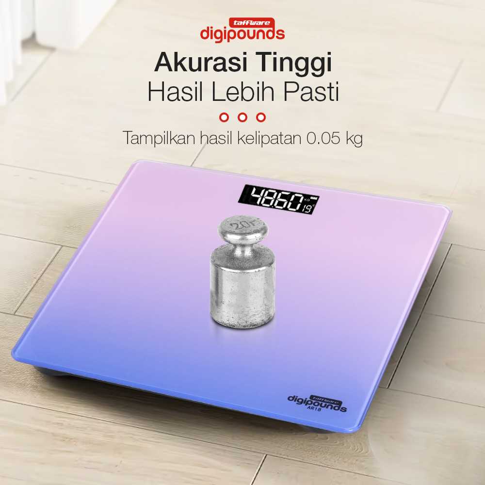 Taffware Digipounds Timbangan Badan Digital Scale Rechargeable 180kg - AR18