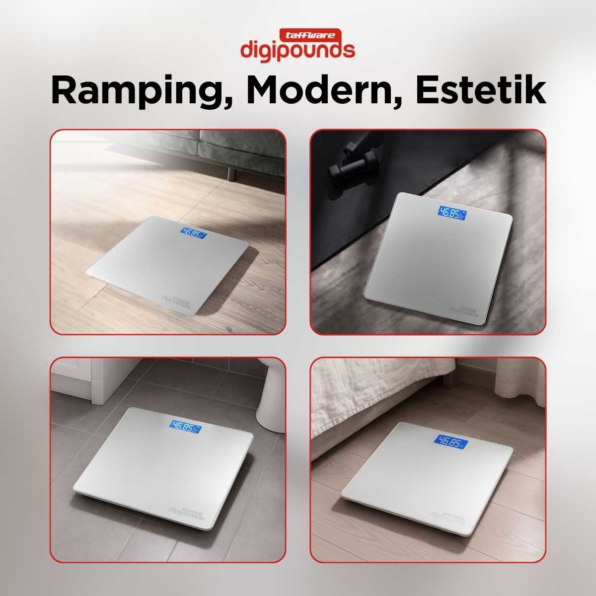 Taffware Digipounds Timbangan Badan Digital Scale Tempered Glass 180kg - CB511