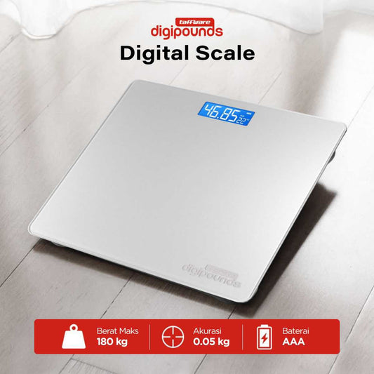 Taffware Digipounds Timbangan Badan Digital Scale Tempered Glass 180kg - CB511