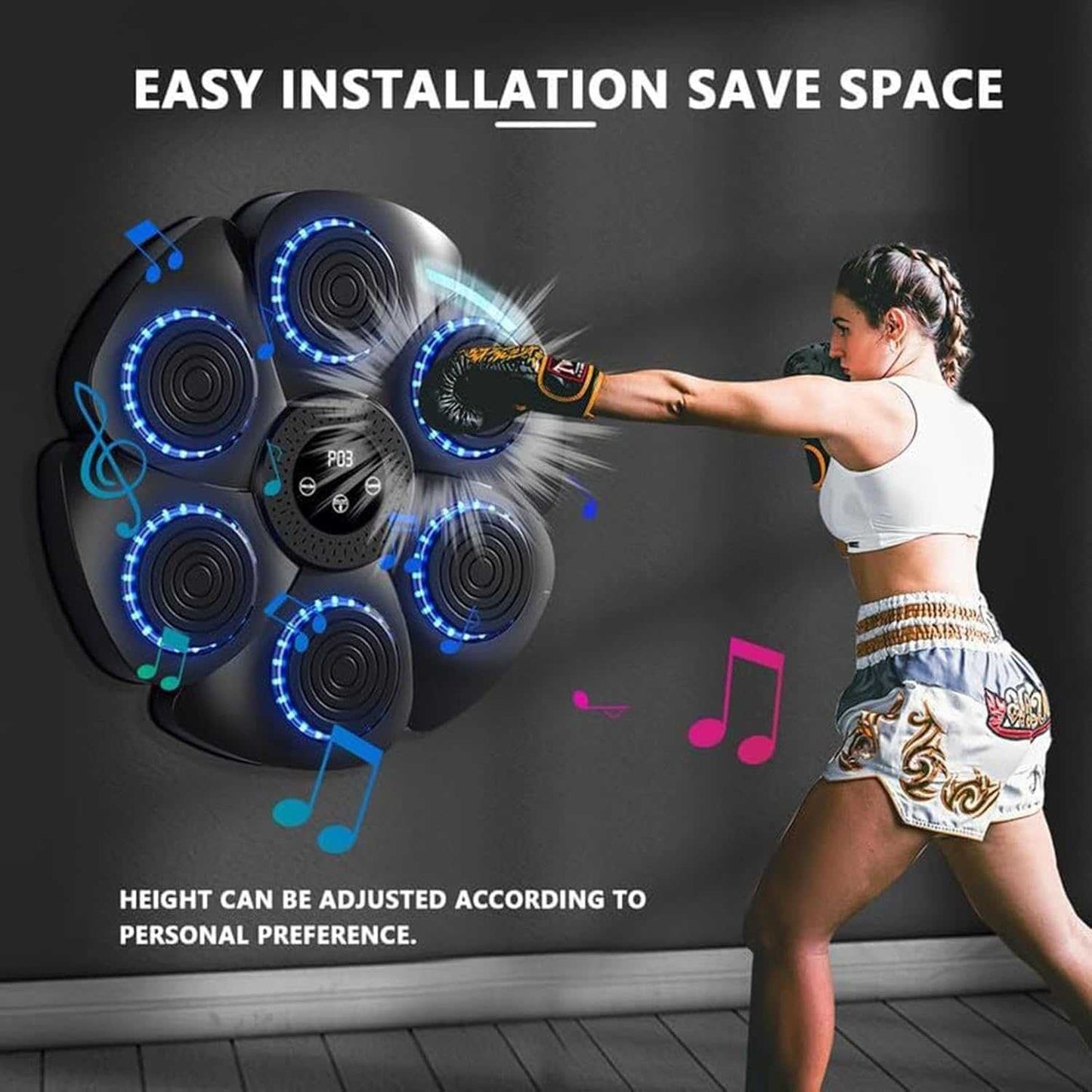 VKTECH Mesin Tinju Music Boxing Machine Wall Target Bluetooth 18 Speed - V18