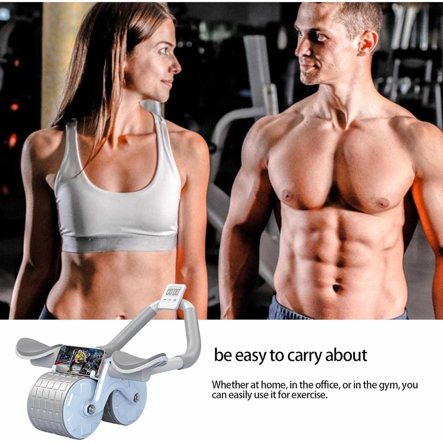 WIKOGER Alat Fitness Ab Roller ABS Abdominal Wheel Automatic Rebound - DY-1066