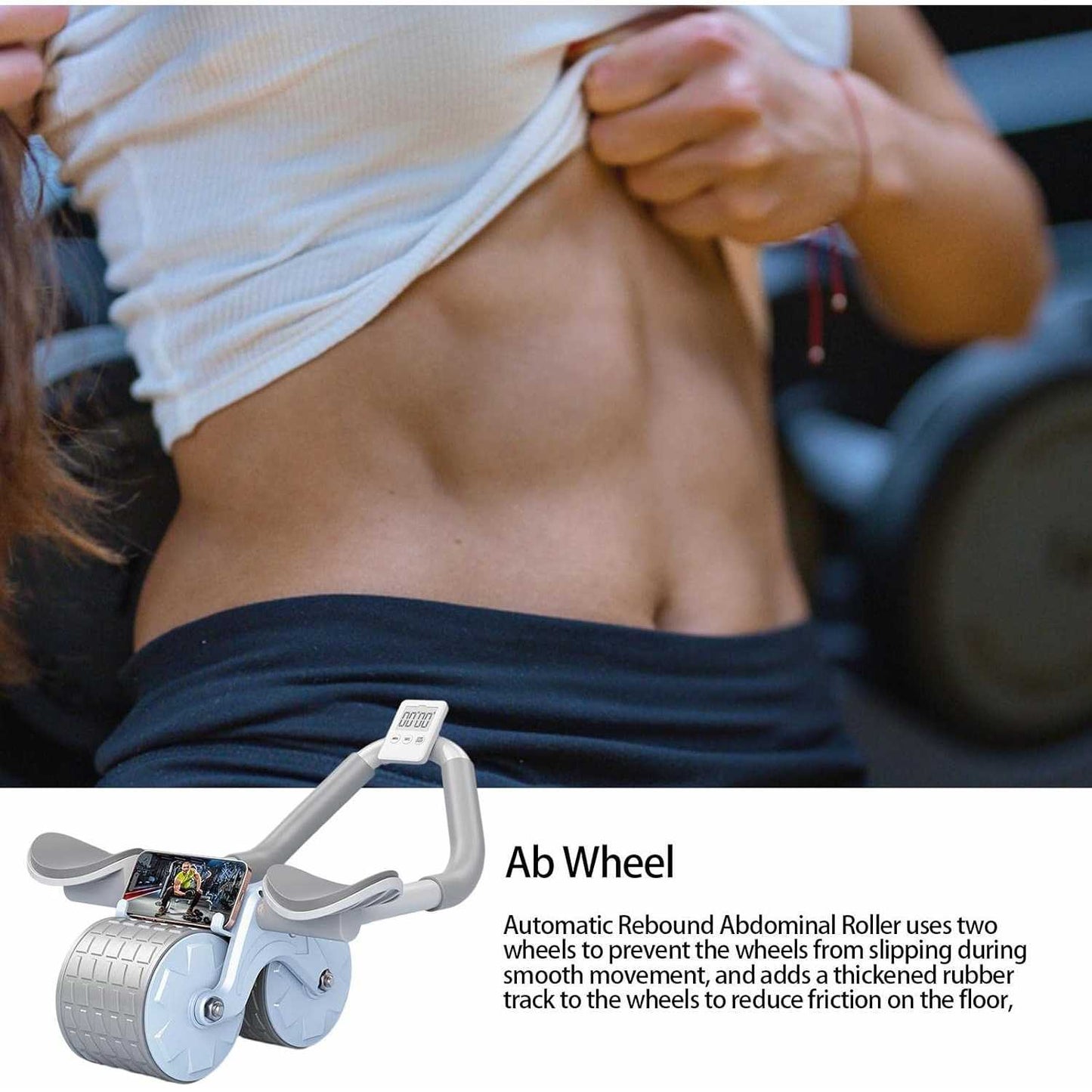 WIKOGER Alat Fitness Ab Roller ABS Abdominal Wheel Automatic Rebound - DY-1066