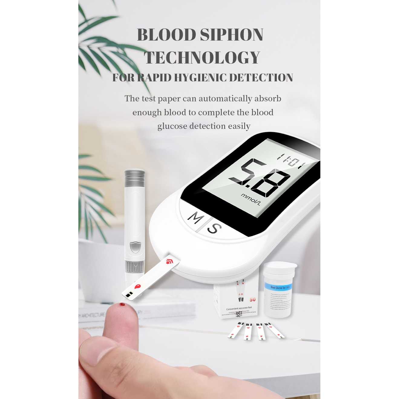 XIDMEM Alat Cek Gula Darah Glucometer Kit 50 Strip Test and 50 Lancets - XD-20G200